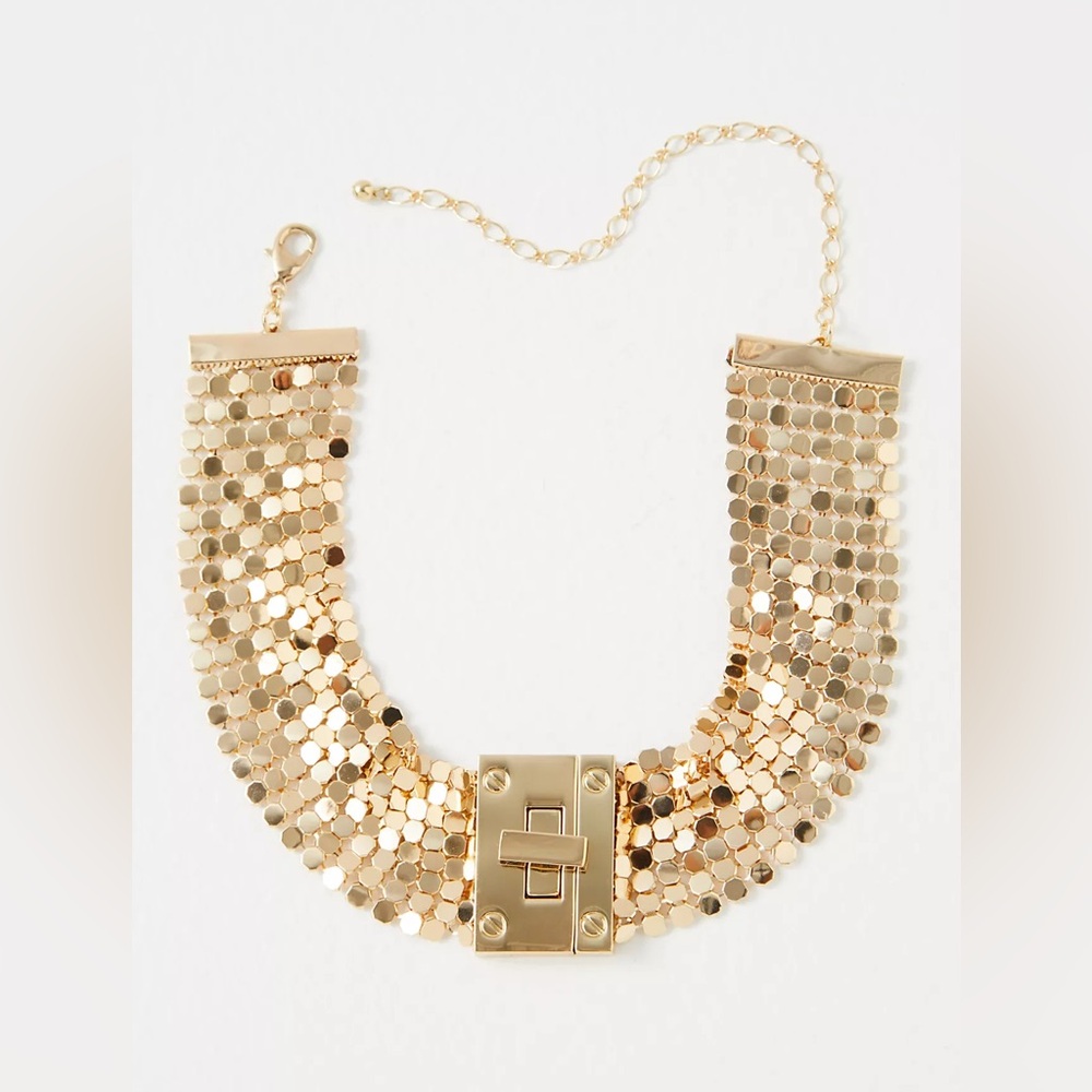 FREE PEOPLE NWT GOLD MUTI WEAR CHOKER NECKLACE - Picture 2 of 4
